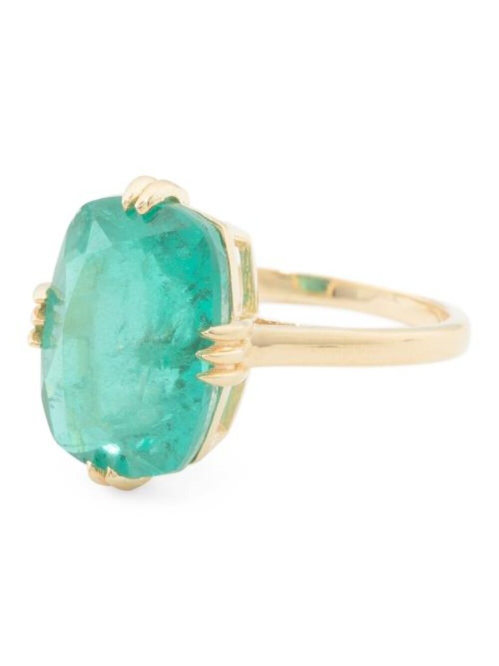 SHIVAM Made In India 14kt Gold Plated Emerald Doublet Quartz Ring